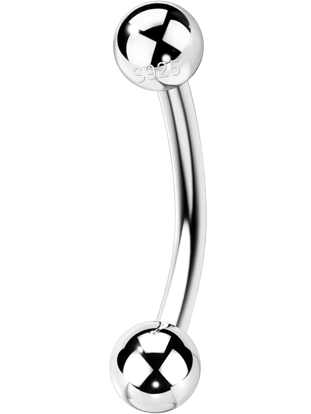 Sterling Silver Curved Barbell Belly Ring - Silver